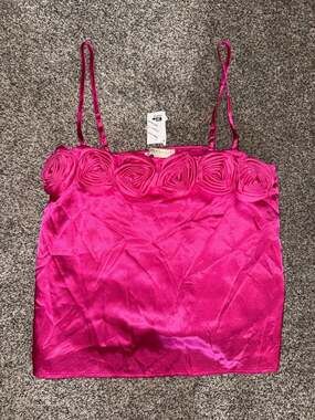 Thirty/Thirty Magenta Satin Rosette Camisole Top